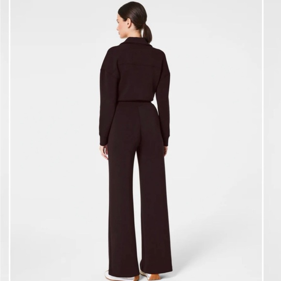 NWT SPANX AirEssentials Long Sleeve Wide Leg Jumpsuit, Truffle Brown, Size Med - Picture 3 of 3